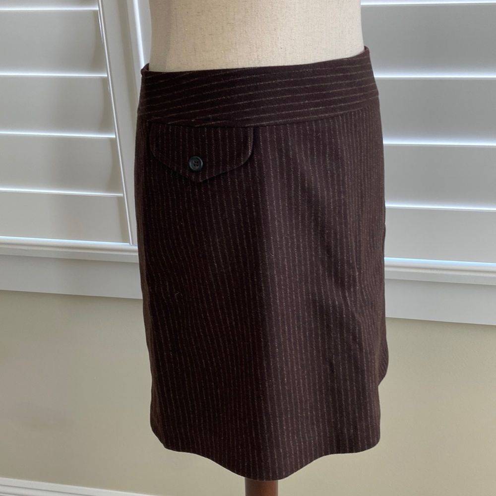 Sz 2 Banana Republic wool skirt brown pinstripe